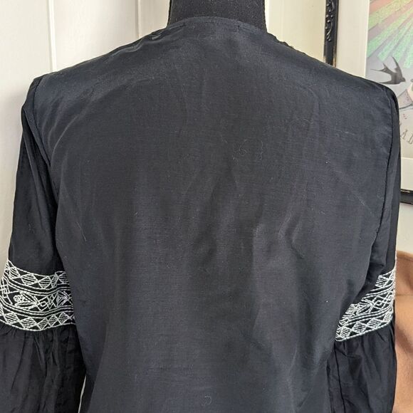 Hale Bob Silk Jeweled Embroidered Coastal Cowgirl Peasant Whimsigoth Top - Picture 9 of 11